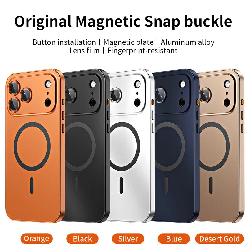 funda For iPhone  Air ,17 Pro Case ELVEV Magnetic Hard PC +Soft TPU with Aluminum Alloy Button Cover for iphone 17 pro max