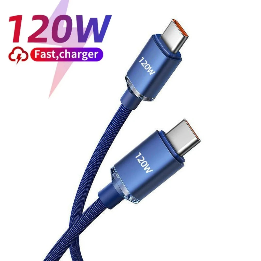 120W 7A Type C to Type C Cable For Iphone 15 Xiaomi Oneplus Mobile Phone Fast Charge USB C Cable Type C Quick Data Charger Cords