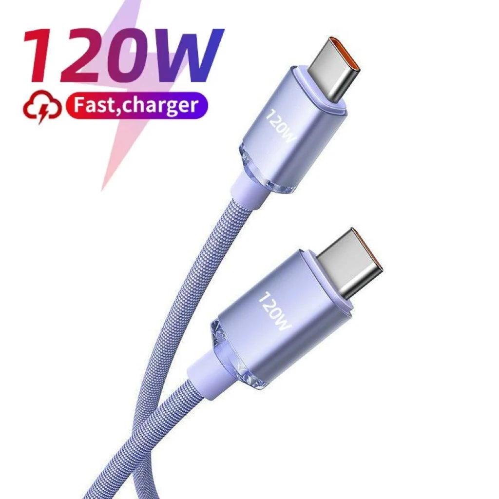 120W 7A Type C to Type C Cable For Iphone 15 Xiaomi Oneplus Mobile Phone Fast Charge USB C Cable Type C Quick Data Charger Cords
