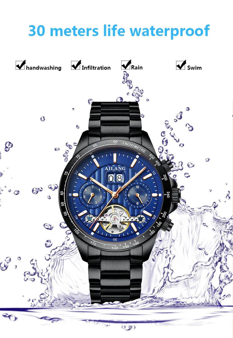 2026 Relojes AILANG Fashion Mechanical Watch Calendar Month Week Waterproof Tourbillon Watches Sport Automatic Wristwatch AL8828