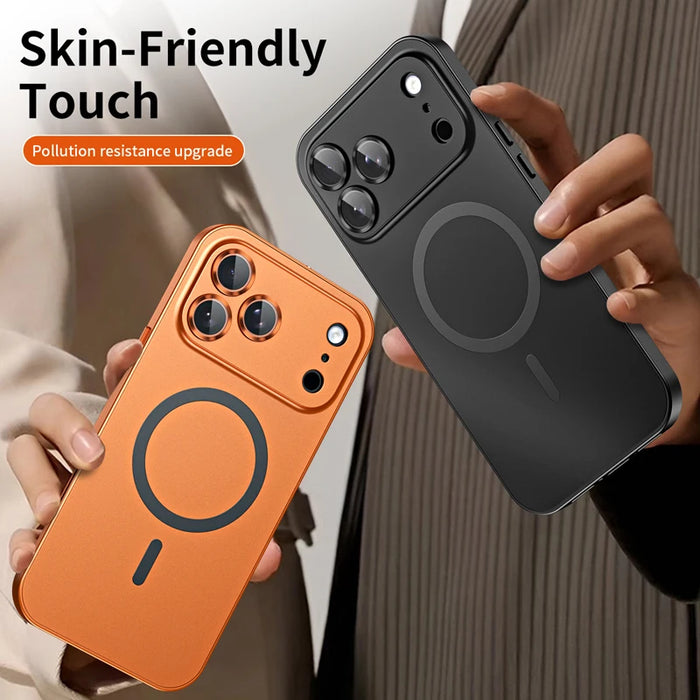funda For iPhone  Air ,17 Pro Case ELVEV Magnetic Hard PC +Soft TPU with Aluminum Alloy Button Cover for iphone 17 pro max