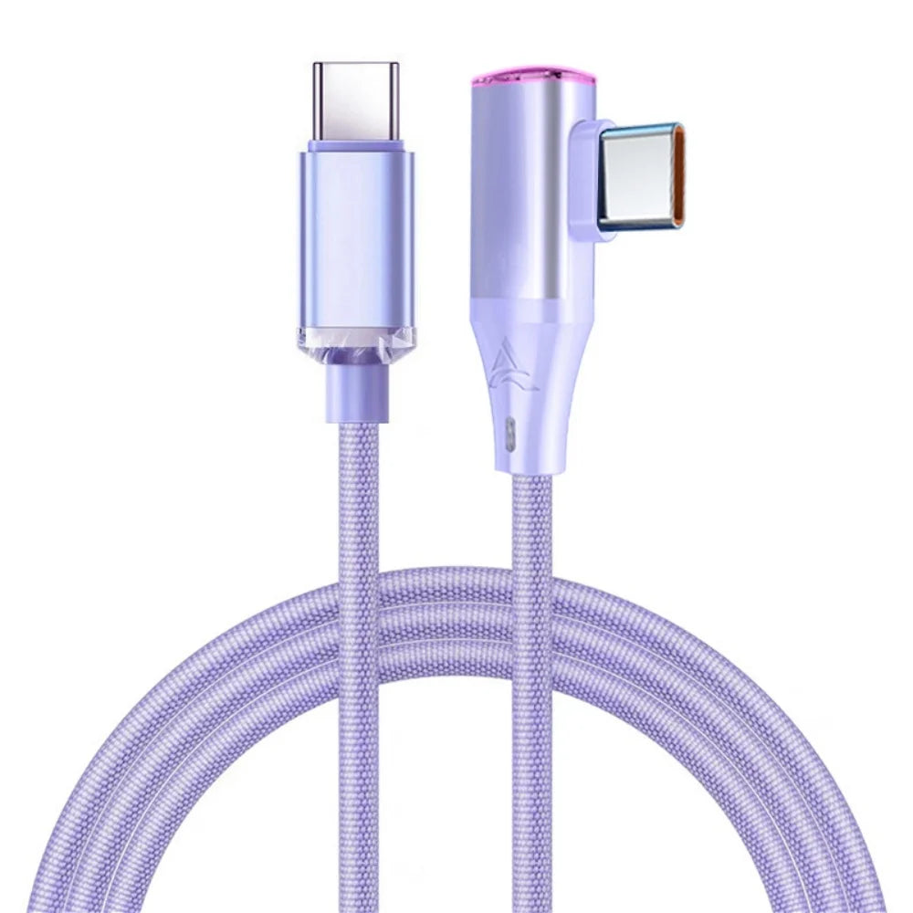 120W Fast Charging Type C To Type C 90 Degree Cable 6A USB C To Type C PD Charging Wire USB-C To USB-C Quick Charging Data Cord