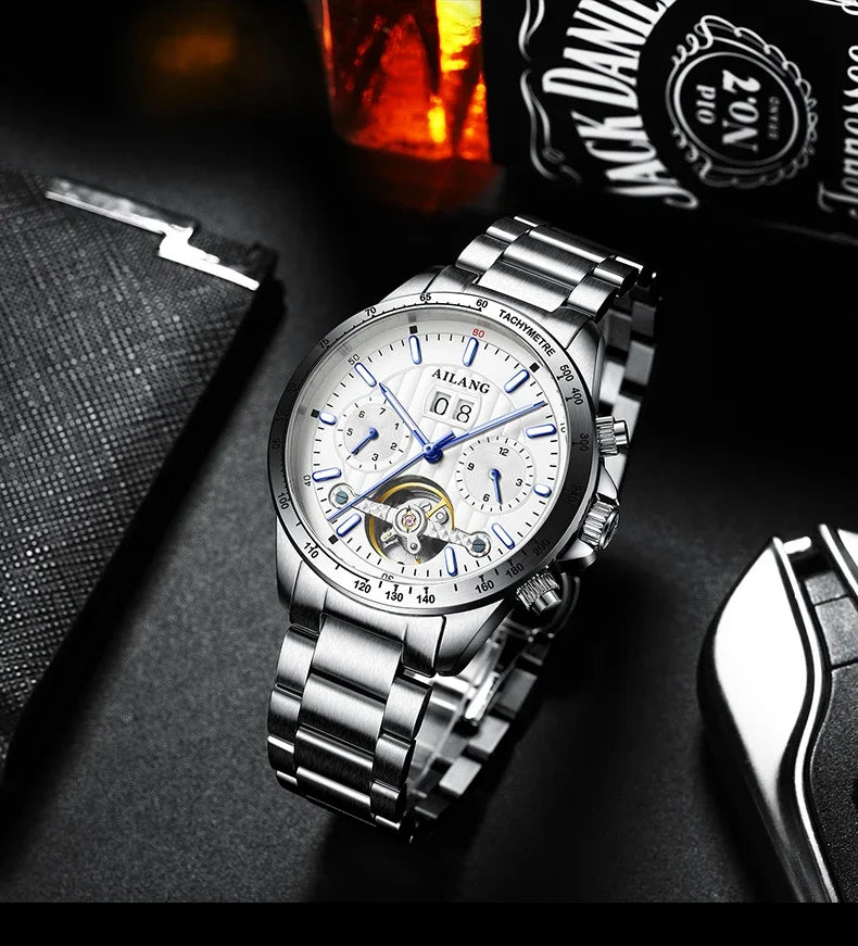 2026 Relojes AILANG Fashion Mechanical Watch Calendar Month Week Waterproof Tourbillon Watches Sport Automatic Wristwatch AL8828
