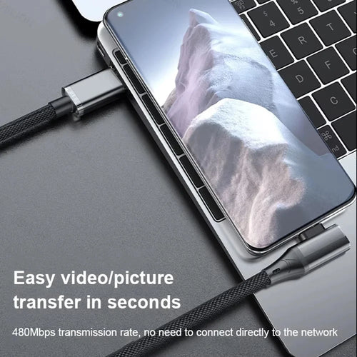 120W Fast Charging Type C To Type C 90 Degree Cable 6A USB C To Type C PD Charging Wire USB-C To USB-C Quick Charging Data Cord