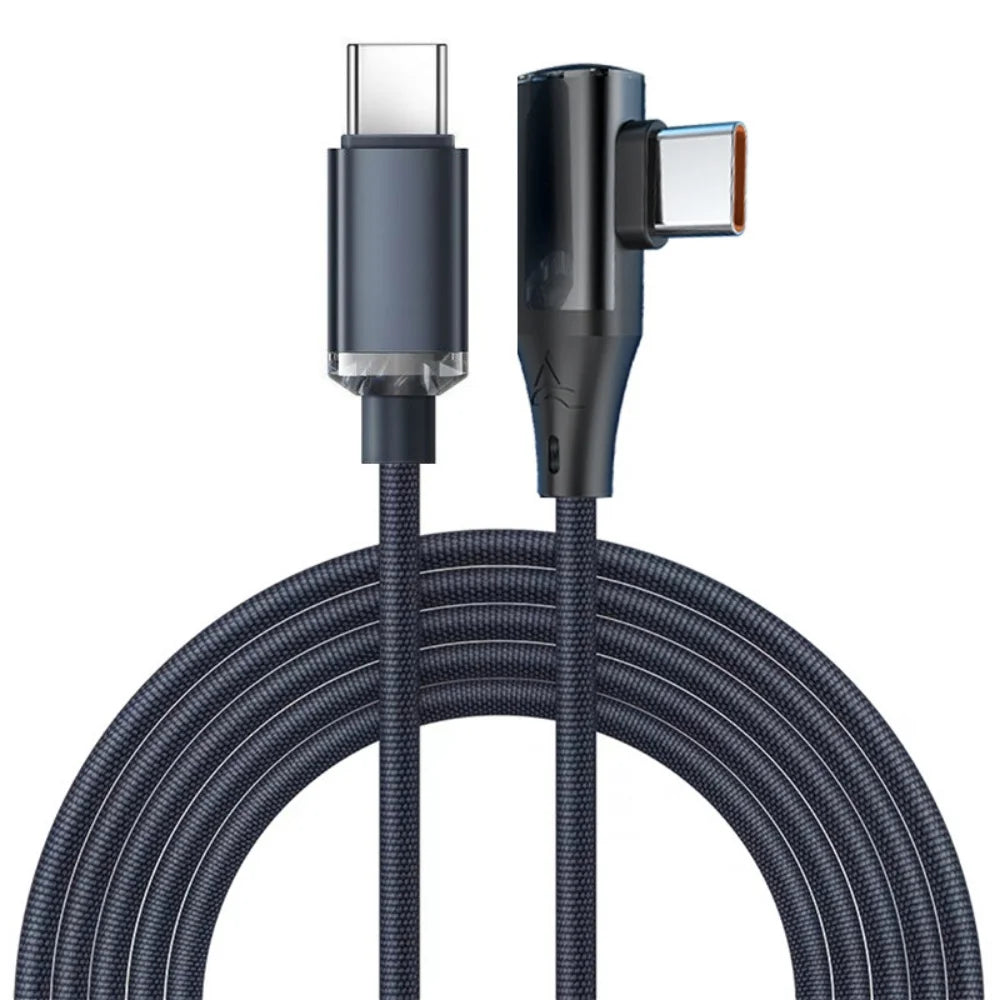 120W Fast Charging Type C To Type C 90 Degree Cable 6A USB C To Type C PD Charging Wire USB-C To USB-C Quick Charging Data Cord