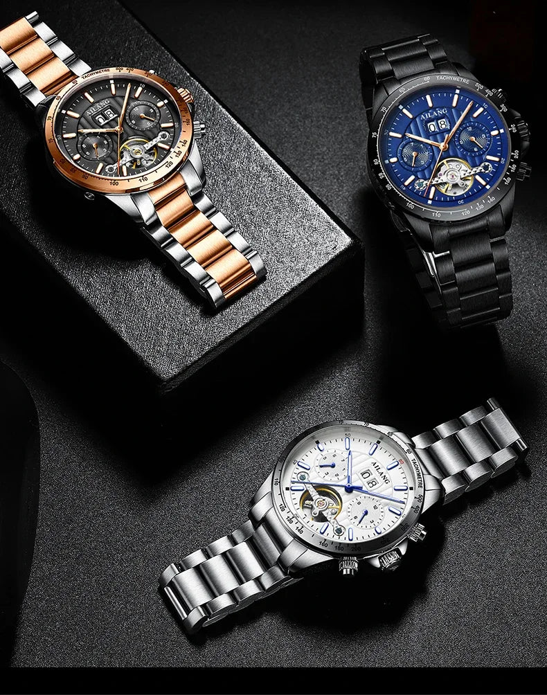 2026 Relojes AILANG Fashion Mechanical Watch Calendar Month Week Waterproof Tourbillon Watches Sport Automatic Wristwatch AL8828