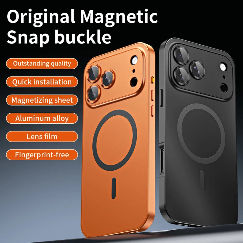 funda For iPhone  Air ,17 Pro Case ELVEV Magnetic Hard PC +Soft TPU with Aluminum Alloy Button Cover for iphone 17 pro max