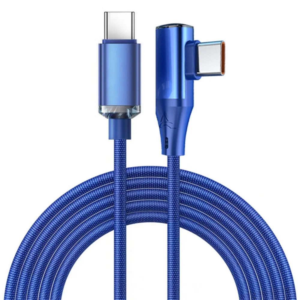 120W Fast Charging Type C To Type C 90 Degree Cable 6A USB C To Type C PD Charging Wire USB-C To USB-C Quick Charging Data Cord