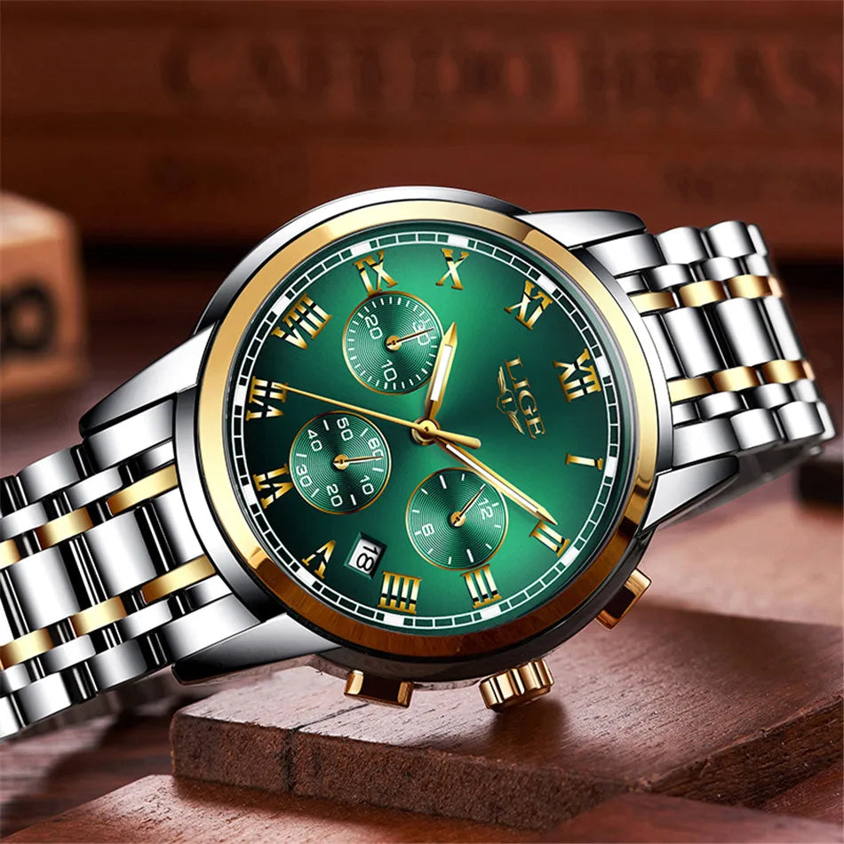 Relojes Hombre 2024 New LIGE Watches Men Luxury Brand Chronograph Male Sport Watches Waterproof Stainless Steel Quartz Men Watch