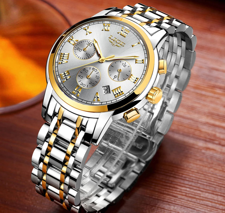 Relojes Hombre 2024 New LIGE Watches Men Luxury Brand Chronograph Male Sport Watches Waterproof Stainless Steel Quartz Men Watch