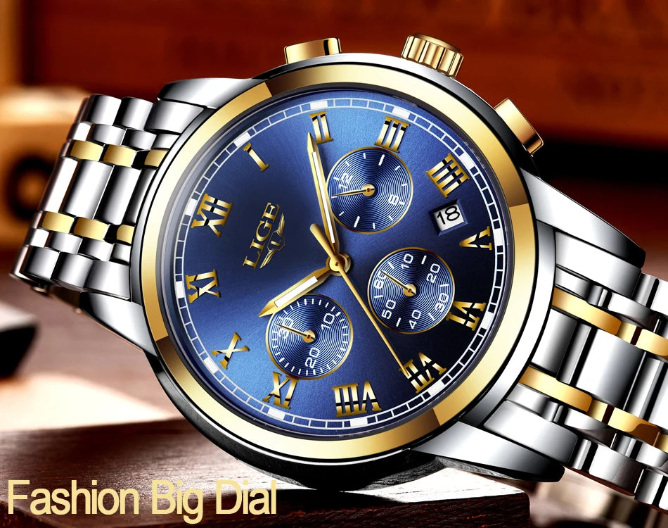 Relojes Hombre 2024 New LIGE Watches Men Luxury Brand Chronograph Male Sport Watches Waterproof Stainless Steel Quartz Men Watch