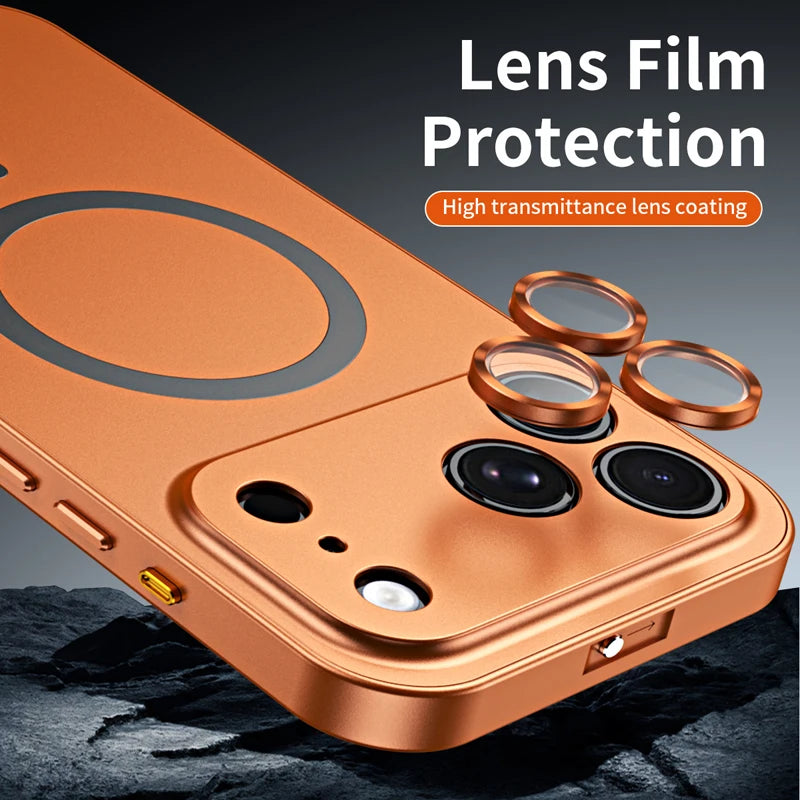 funda For iPhone  Air ,17 Pro Case ELVEV Magnetic Hard PC +Soft TPU with Aluminum Alloy Button Cover for iphone 17 pro max