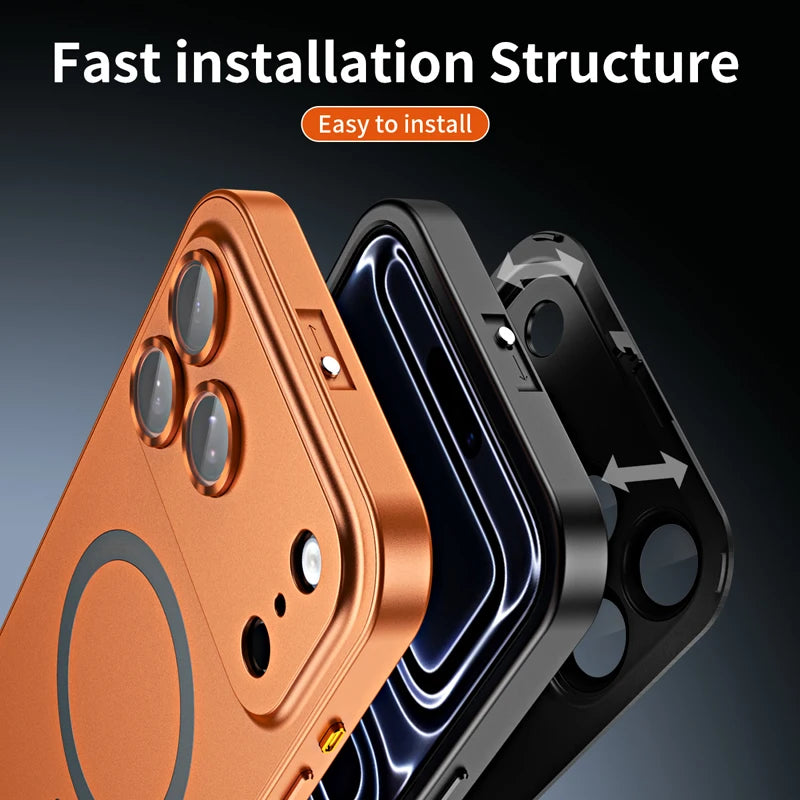 funda For iPhone  Air ,17 Pro Case ELVEV Magnetic Hard PC +Soft TPU with Aluminum Alloy Button Cover for iphone 17 pro max