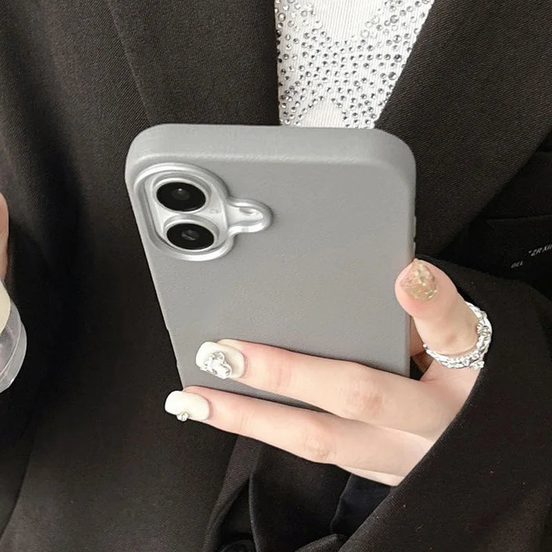 Funda Luxury Business Leather Texture Phone Cases For iPhone 17 12 13 14 15 16 Pro Max Plus Soft Silicone Shockproof Brown Cover