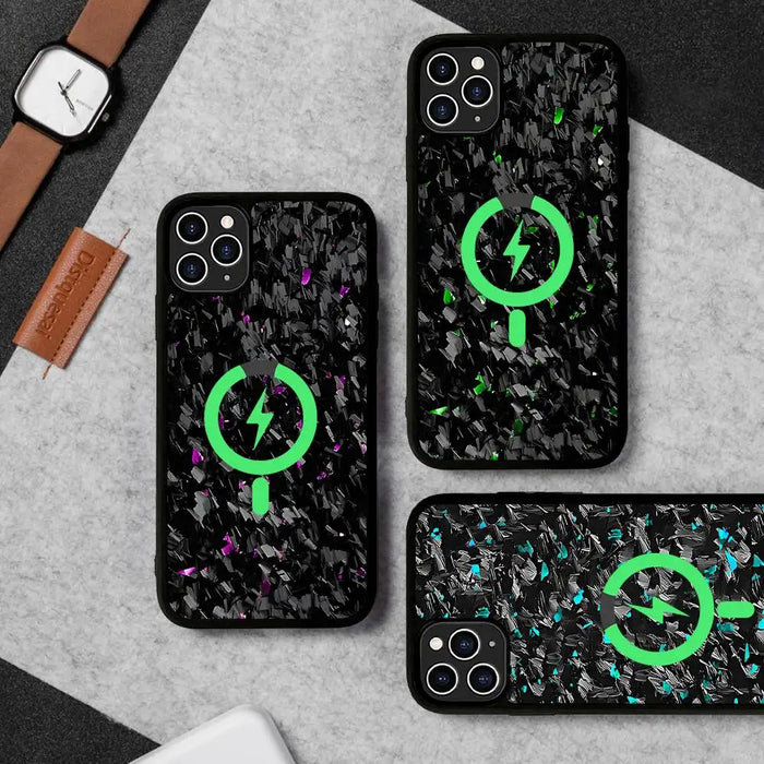 Forged Carbon Fundas Magnetic Phone Case For IPhone 16 15 14 13 12 11 17 Pro Max Plus Wireless Charge Cover