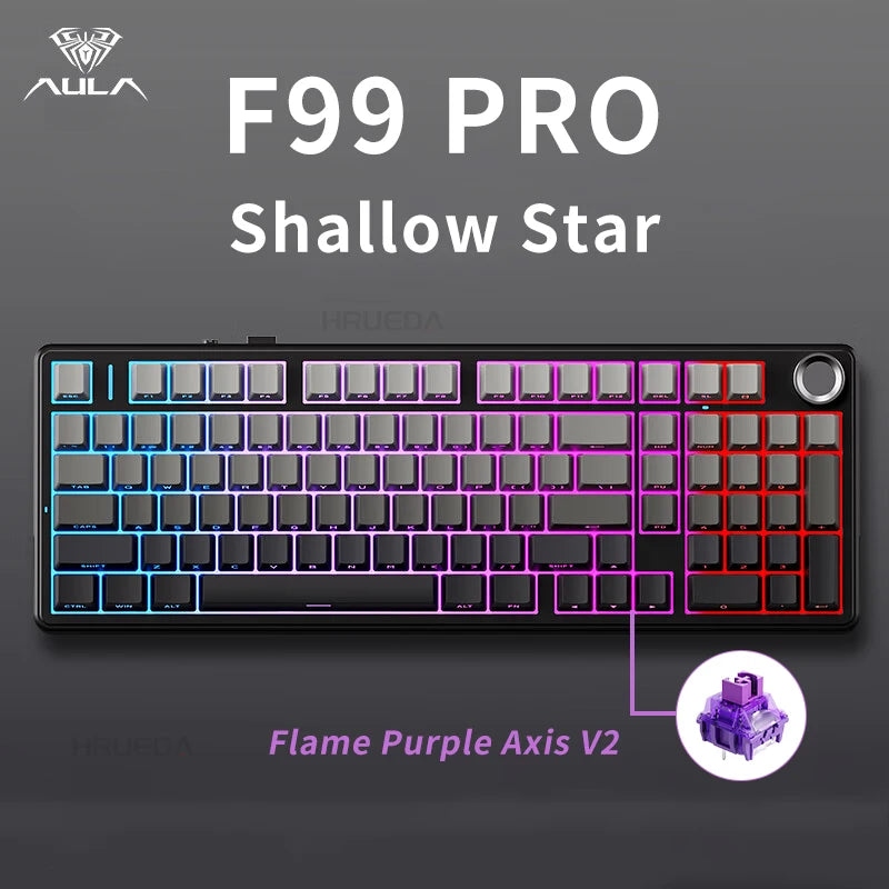 AULA F99 Pro Machanical Keyboard Original Hot Swap 99 Keys Bluetooth5.0/2.4G Wireless/Wired Tri-model Gasket Customized Keyboard