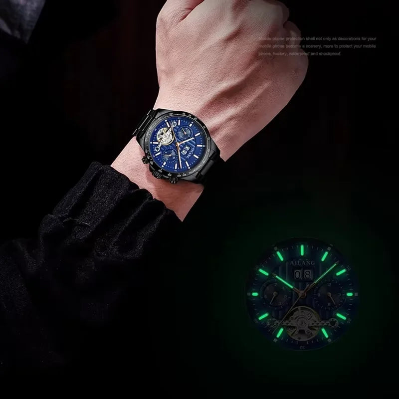 2026 Relojes AILANG Fashion Mechanical Watch Calendar Month Week Waterproof Tourbillon Watches Sport Automatic Wristwatch AL8828