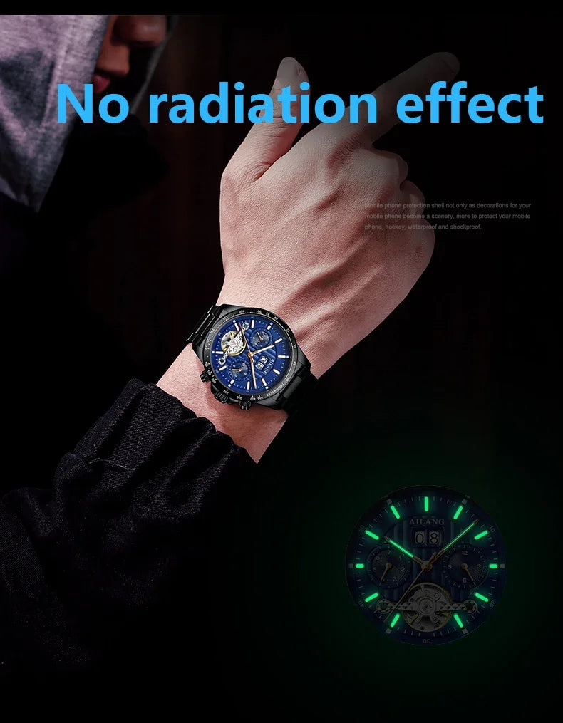 2026 Relojes AILANG Fashion Mechanical Watch Calendar Month Week Waterproof Tourbillon Watches Sport Automatic Wristwatch AL8828